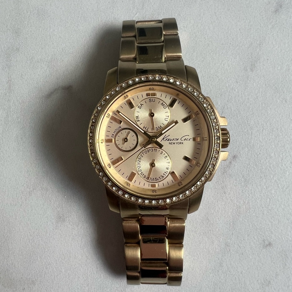 Kenneth Cole Women's Gold-Tone Watch with Crystal Accents